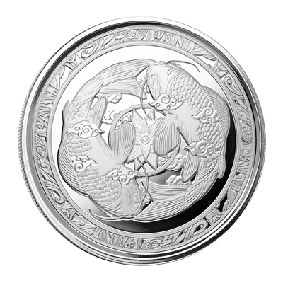 A picture of a 2023 1 oz Fiji Koi Fish Silver Coin